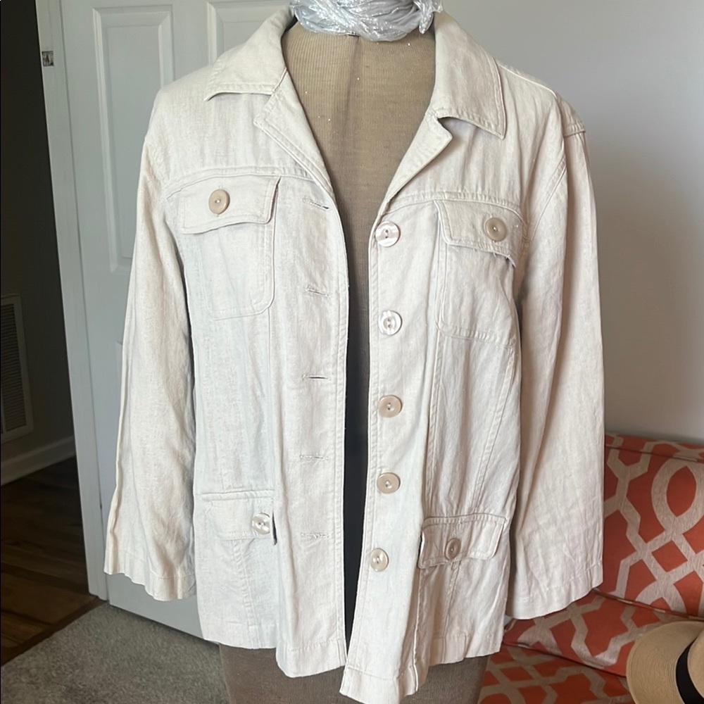 Christopher & Banks Cream Linen Jacket Classic Design